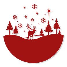 Round Christmas Scene with Reindeer SVG