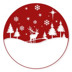 Round Christmas Scene with Reindeer SVG