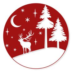 Round Christmas Scene with  Reindeer SVG