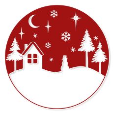Round Christmas Scene with Snowman SVG