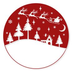 Round Christmas Scene with Santa and Reindeer SVG