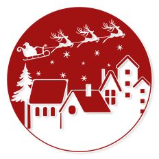 Round Christmas Scene with Winter Village SVG