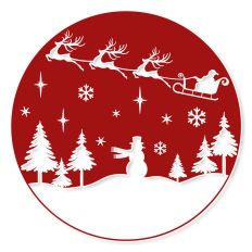 Round Christmas Scene with Santa and Reindeer SVG