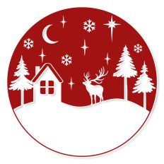 Round Christmas Scene with Reindeer SVG
