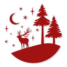 Round Christmas Scene with Reindeer SVG