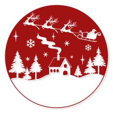 Round Christmas Scene with Santa and Reindeer SVG