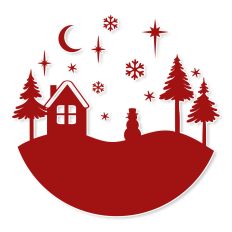 Round Christmas Scene with Snowman SVG