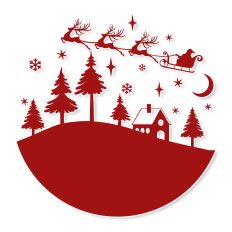 Round Christmas Scene with Santa and Reindeer SVG