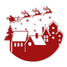 Round Christmas Scene with Winter Village SVG