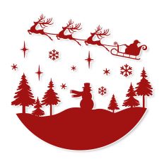 Round Christmas Scene with Santa and Reindeer SVG