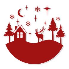 Round Christmas Scene with Reindeer SVG