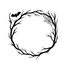 Bat and Web Branch Frame Halloween Wreath