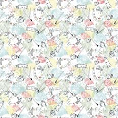 Red, yellow, blue Art collage printable background