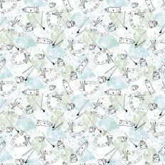 Art collage 1 blue and green printable repeat background 