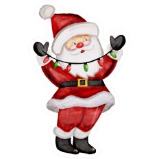 Santa Claus with Lights Watercolor Christmas Joy - Print and Cut