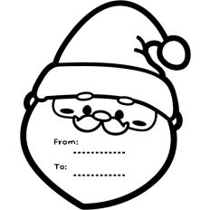cute santa gift tag lineart