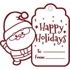 cute santa gift tag happy holidays lineart