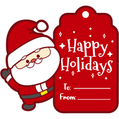 cute card with santa "happy holidays"