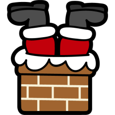 funny santa stuck in a chimney
