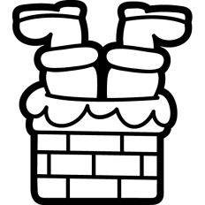 funny santa stuck in a chimney lineart
