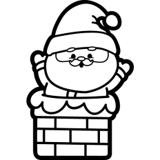 cute santa in a chimney lineart
