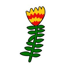 Sticker Scandinavian Flower C Folk Art Print and Cut