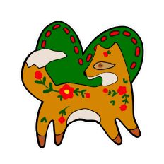 Sticker Scandinavian Fox L Folk Art Print and Cut