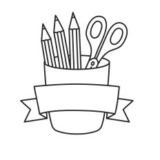 Pencil & Scissors with Banner