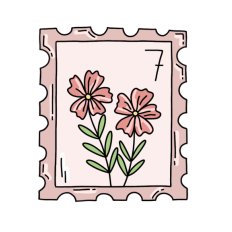 pink floral stamp sticker