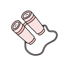 Adventure cute pink binoculars sticker