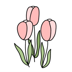 Cute pink tulip flowers sticker