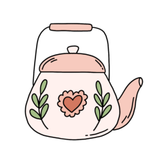 Pink forest tea kettle sticker