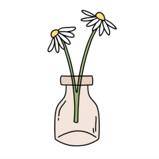 Cute vintage white flower in jar sticker