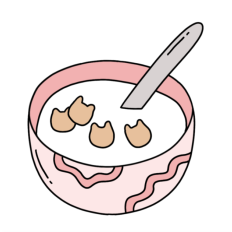 Cute cat cereal meowreal bowl with milk sticker
