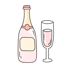 cute champaign bottle and glass sticker