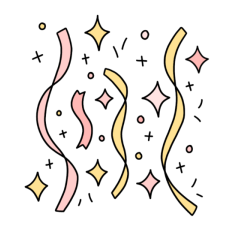 cute new year pink celebration confetti 3 sticker