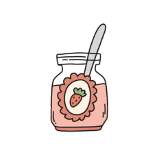 cute strawberry jam open jar sticker