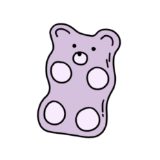 cute purple gummy bear candy sticker