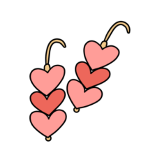 cute pink heart valentines day date earrings sticker