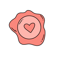 cute vintage red heart wax seal sticker