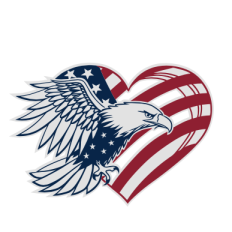 Flying American Eagle SVG with Heart and Flag Design