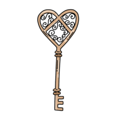 cute vintage victorian heart key sticker
