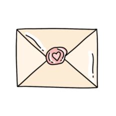 cute vintage letter envelope with wax seal sticker