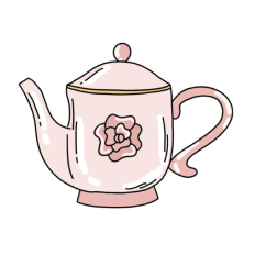 cute vintage pink flower tea pot china sticker