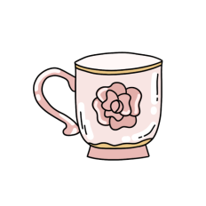 cute vintage pink flower tea cup china sticker