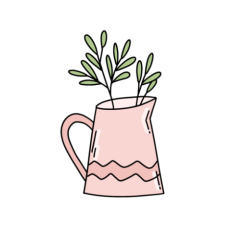 cute pink jug with green leaf branches sticker