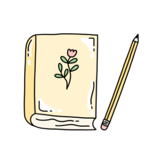 cute yellow tulip flower notebook journal and pencil sticker