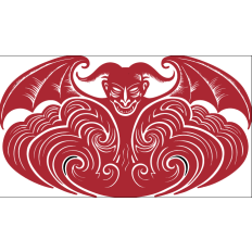 Winged Horned Figure SVG with Swirling Red Patterns