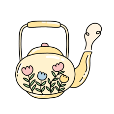 cute yellow cottage flower teapot sticker