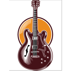 Classic Electric Guitar SVG with Retro Circular Background 